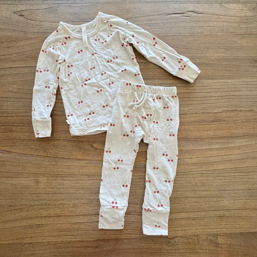 Childhoods Clothing | Set in cream with red cherries | sz 2T